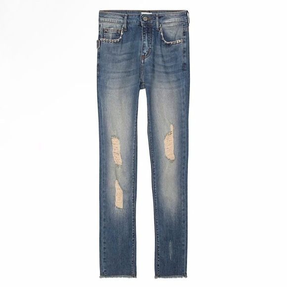 Zadig & Voltaire Eva Use Studded Pocket Distressed Slim Fit Jeans 28 - Picture 5 of 16